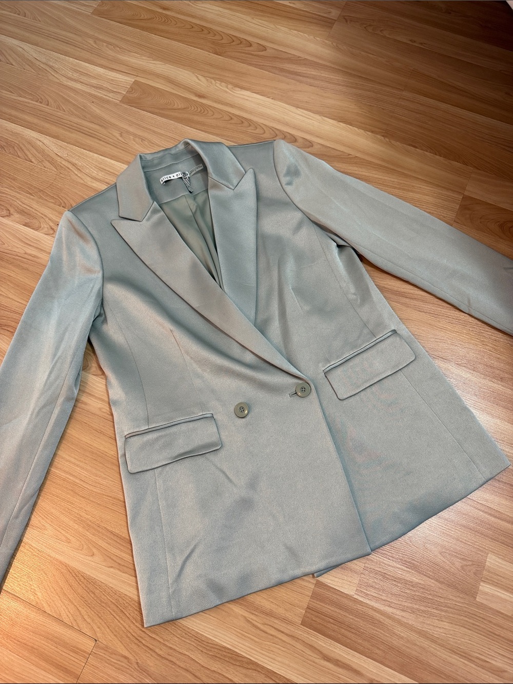 Alice + Olivia Justin Sage Green Double Breasted Blazer Size 4
